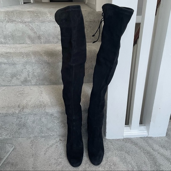 Stuart Weitzman Black Suede Over the Knee Thigh High Highland Boots EUC Size 6.5 - Picture 6 of 12